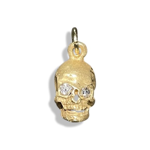 18k Large Diamond Skull Charm